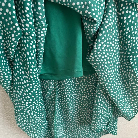 Sienna Sky Green White Polka Dot Vneck Faux Wrap Dress Dress Women’s Size Small - Picture 9 of 13